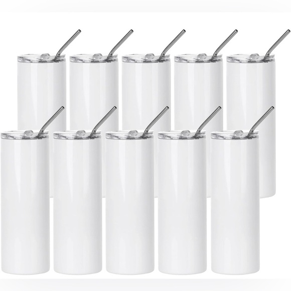 Other - White Stainless Steel Straws (023)